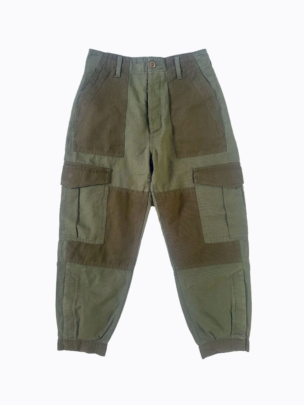 Citizens of Humanity Greta Cuffed Surplus Cargo Pants 27 Olive Green Colorblock